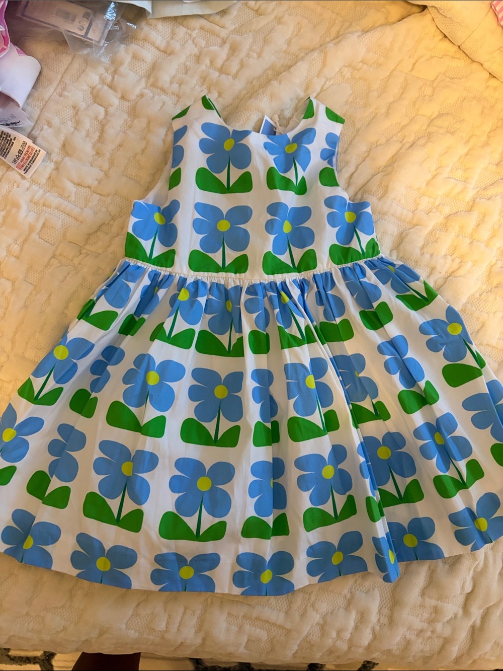 Blue Floral Sleeveless Kids Dress jacadi